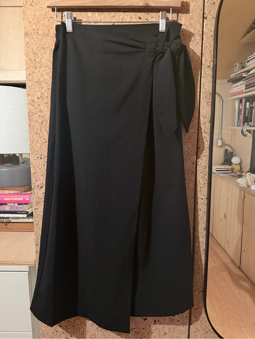 Ted Baker Black Faux Wrap Midi Skirt with Side Tie